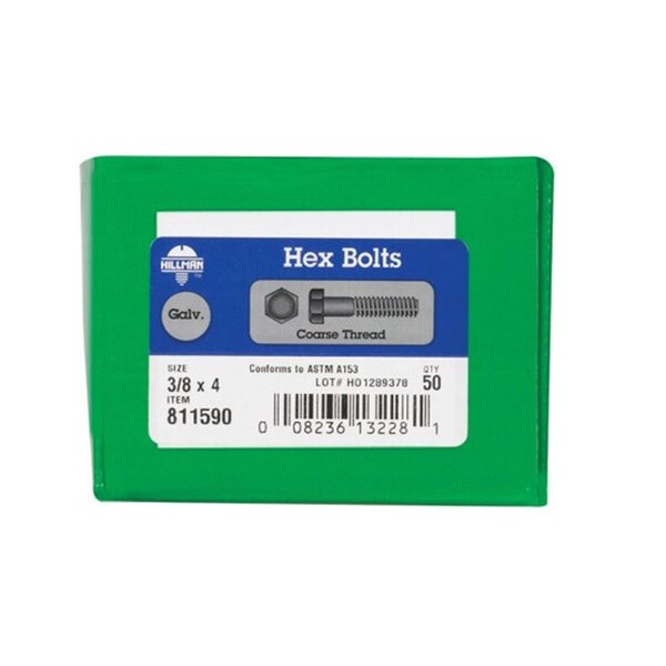 Hillman 811590 0.38 x 4 in. Galavanized Hex Bolts 54298 - main